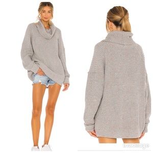 NWT Free People Leo Tunic Sweater in Silver Glam